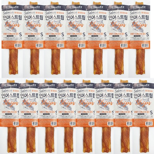 네츄럴이엑스 연어스트립 건조간식 S, 연어맛, 15개