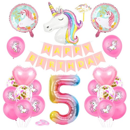 마켓감성 무지개 유니콘 생일 파티 풍선 세트, 타입5, 1세트