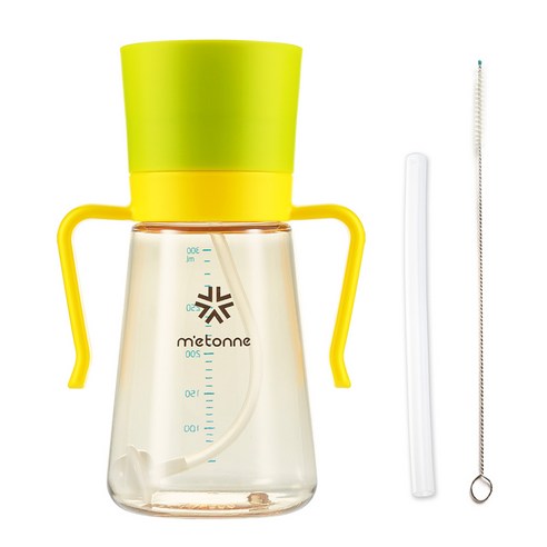 메똔느 PPSU M3 추 빨대컵 300ml, 그린, 1개