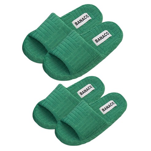 바나코 비비드 테리 룸 슬리퍼 2종 세트, 그린, 그린, 1세트