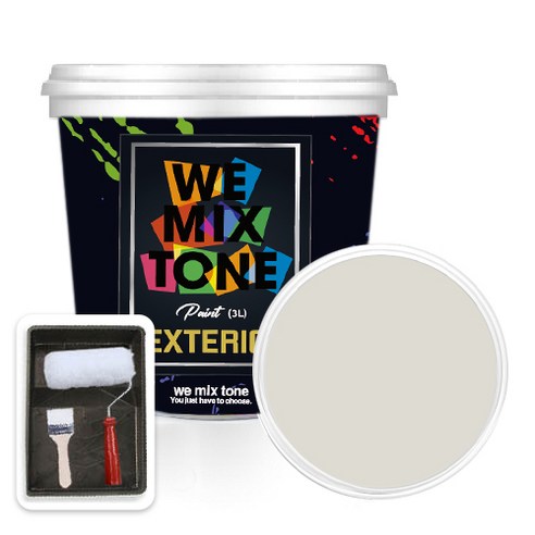 WEMIXTONE 외부용 EXTERIOR 페인트 3L + 붓 + 로울러 + 트레이 세트, WMT0031P01(페인트)