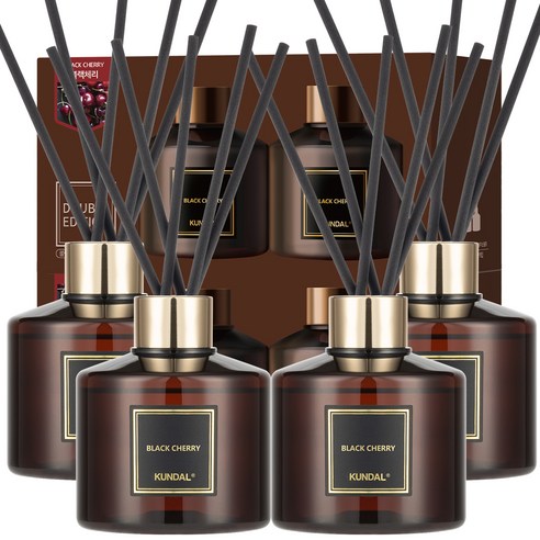 쿤달 퍼퓸 디퓨저 200ml 4p + 섬유스틱 20p 세트, 블랙체리향, 4세트