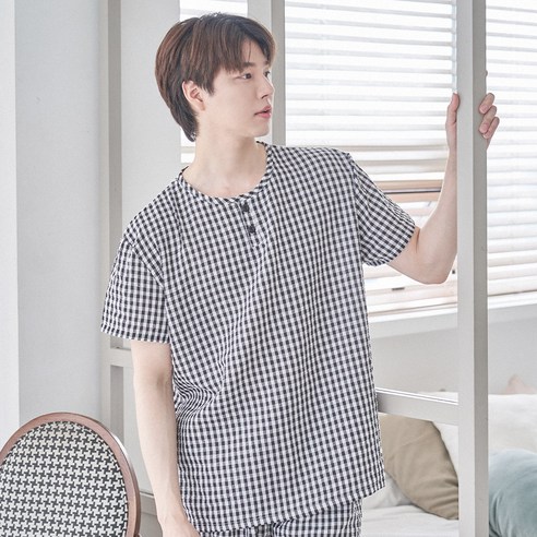 도씨 남성용 엠보 반팔 잠옷 상하의 세트