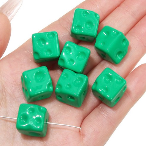 알로데 스퀘어 치즈 글로시 큐브 DIY 비즈 14 x 14 mm 5p, B10 그린, 5개