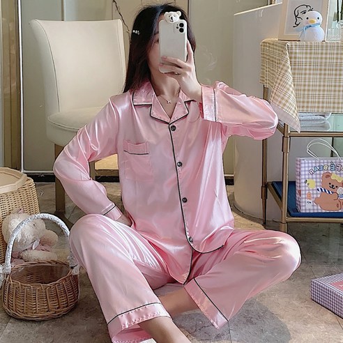 DM 심플 실키 임부 잠옷 상하의 세트