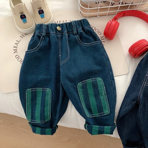 Bebeniz 男童款彩色直條休閒鬆緊褲