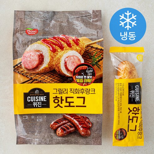 동원 퀴진 그릴리 직화후랑크 핫도그 (냉동), 110g, 1개, 4개입