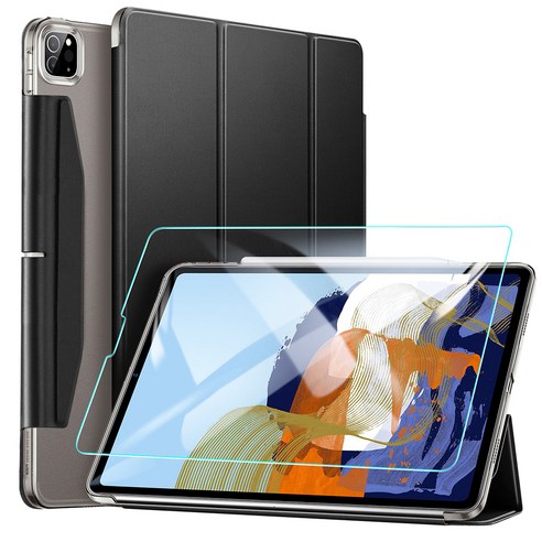 이에스알 태블릿 스마트 커버 + 강화유리 세트 EB725, 블랙