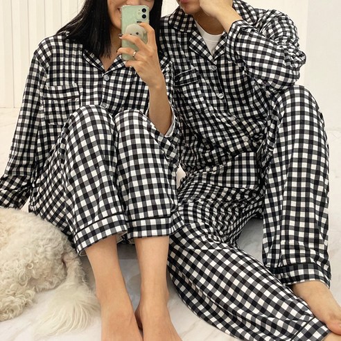 볼리쉬 커플용 피치기모 커플 셔츠 잠옷세트