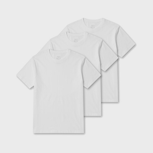 프로젝트엠 남녀공용 통기성 순면 30수 라운드 반팔티 3p