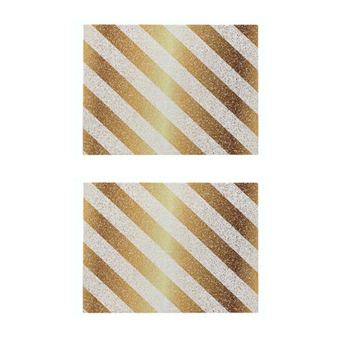 스트라이프 기하학 린넨 프린팅 테이블 매트 2P, 017, 32 x 21 cm
