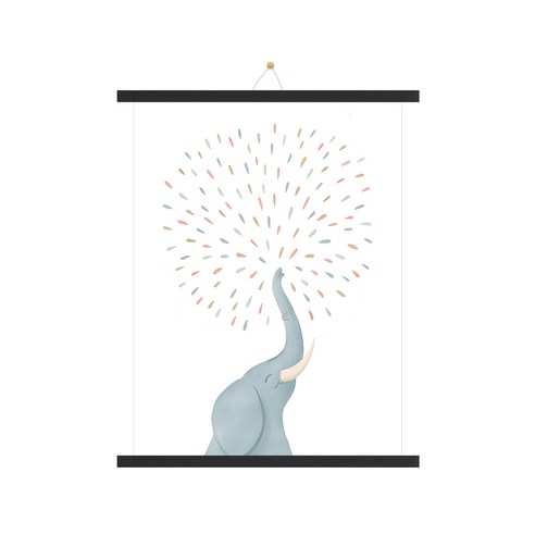인테리어 포스터 그림 코끼리E + 우드 족자, 블랙우드