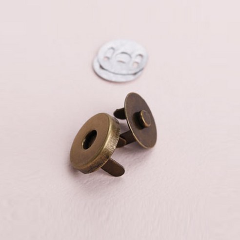 가방 의류 부자재 핀자석단추 18mm, 엔틱골드, 50개