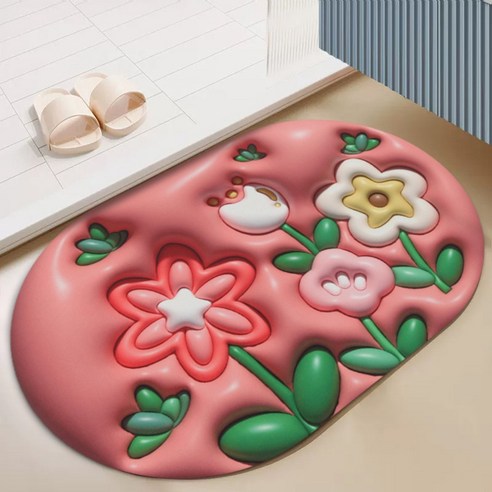 BRINCH 빨아쓰는 3D 입체 디자인 규조토 논슬립 발매트, 타입5901-37