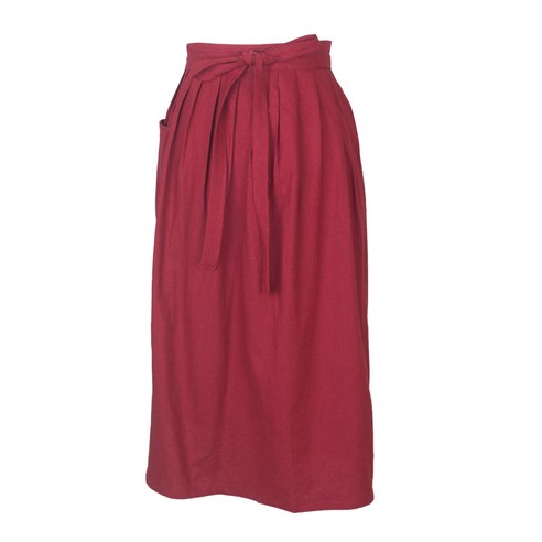 린넨 주름허리앞치마, 딥레드, 1개