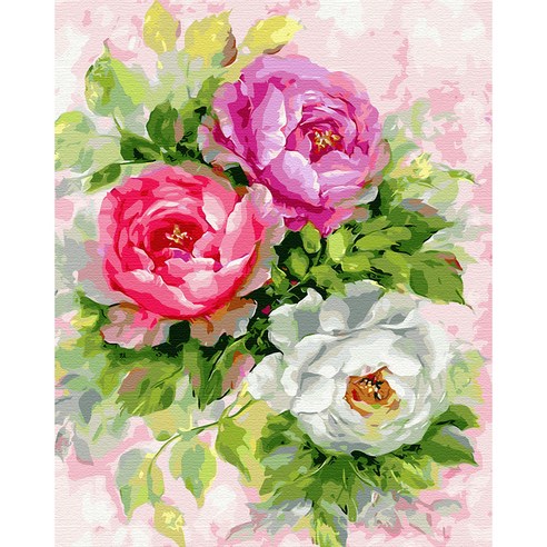 플레이어바웃 유화 피포페인팅 DIY 명화 그리기 40 x 50 cm 세송이 모란, 혼합색상, 1개