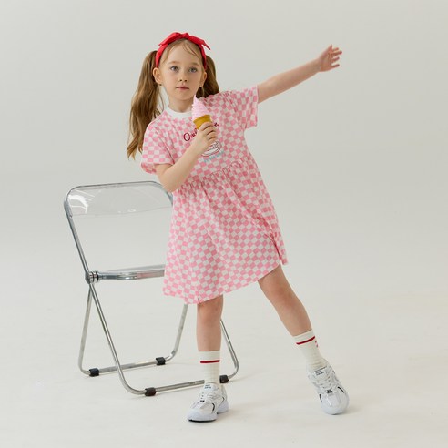 올리반 여아용 큐티 파이 체커보드 원피스