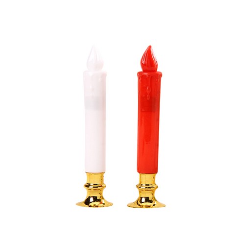 메이크마인 led 촛불 candles 13cm, 화이트, 레드