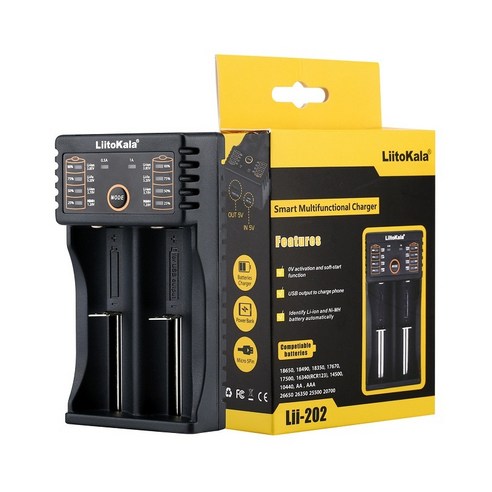리토카라 Lii-100 / Lii-202 / Lii-402 스마트 만능 고속 건전지 충전기 2구, 1개