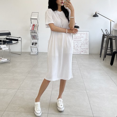 가비진 여성용 스판 오버핏 미디 원피스