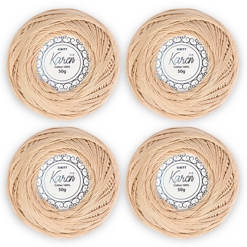 니뜨 카렌 순면 레이스 여름 소품 뜨개실 50g, 37 베이지, 4개