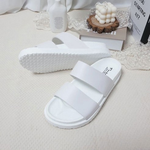 디아 남성용 바스 두줄 라인 쿠션 슬리퍼 2cm