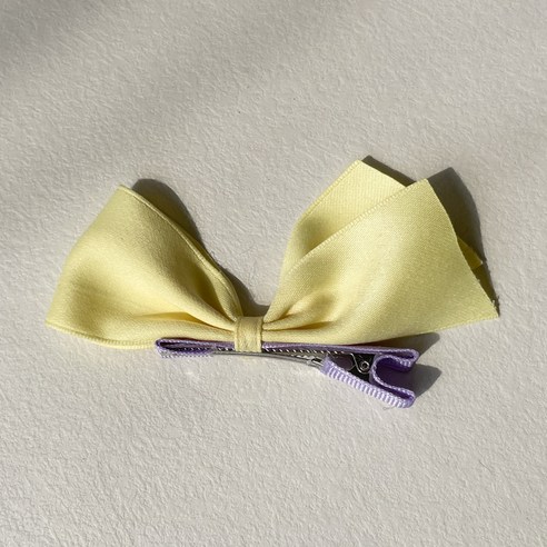 그루밍독 반려동물 러블리 리본 날개 헤어핀, 코튼날개 옐로우, 1개, 11 x 6 cm