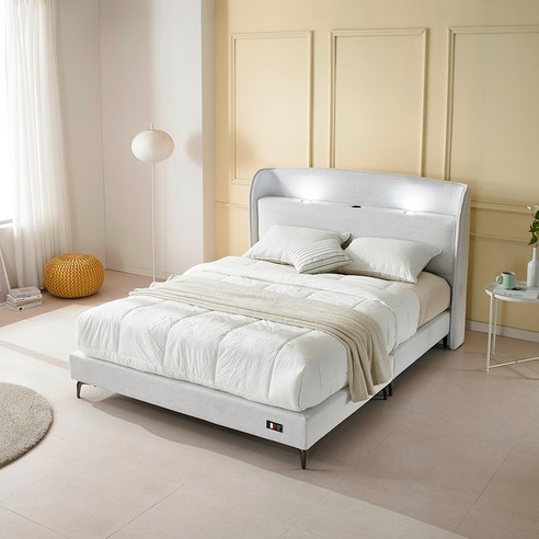 로드퍼니처 선라이즈 LED 침대 + 매트리스 세트 방문설치, 연그레이(침대)