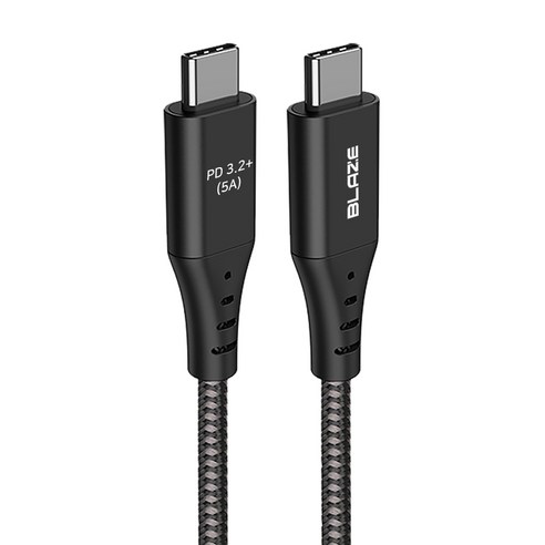 블레이즈 C to C 100W USB3.2 20Gbps 고속 충전 케이블 PD3.2 50cm, 블랙, 1개