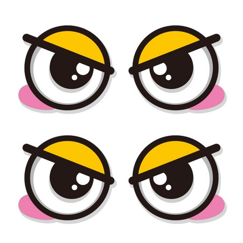 제제데코 차량용 왕눈이 졸음운전 접근금지 반사 스티커 시트지 12~13cm 2종 x 2p 세트 B007 + 자석 스티커, 랜덤발송(자석 스티커), 1세트