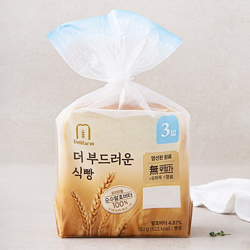 델리팜 더 부드러운 식빵 3입, 190g, 3봉