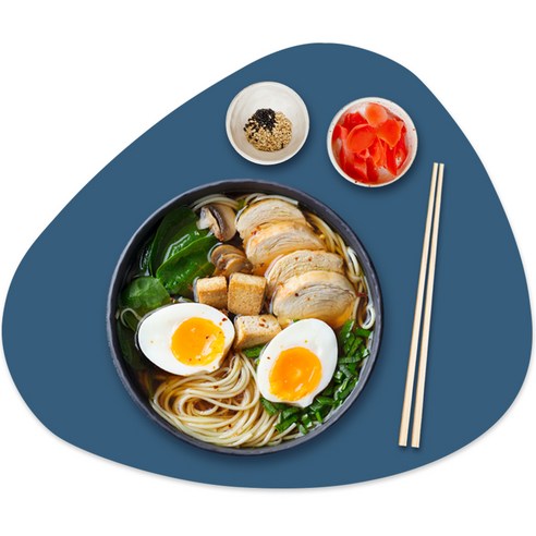 엘로니 파파 조약돌 실리콘 테이블 매트, 터키블루, Large(437 x 367 mm)