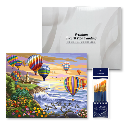 투코비 DIY 명화그리기 프리미엄 세트 가로형 40 x 50 cm, 구름위 열기구 PGX25049