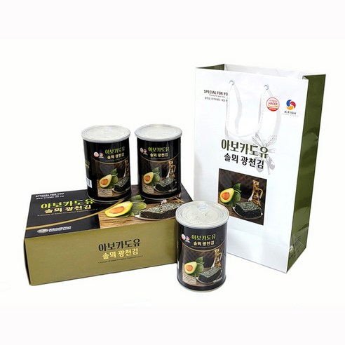 솔뫼식품 아보카도유 광천김 + 쇼핑백, 90g, 1개