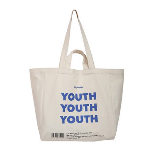 YOUTH 레터 프린트 캔버스 에코백