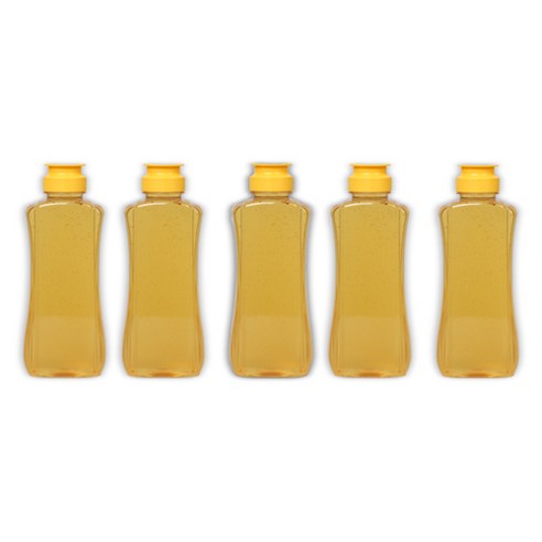 리빙패밀리 원터치 꿀병 용기 노랑뚜껑, 500ml, 5개