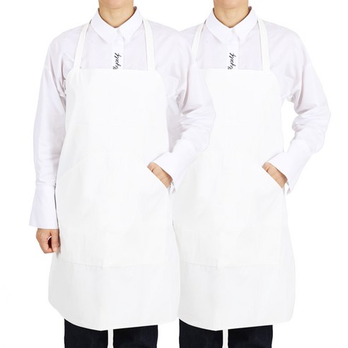 티팜 단면 주머니 방수 무광 앞치마, 화이트, 2개