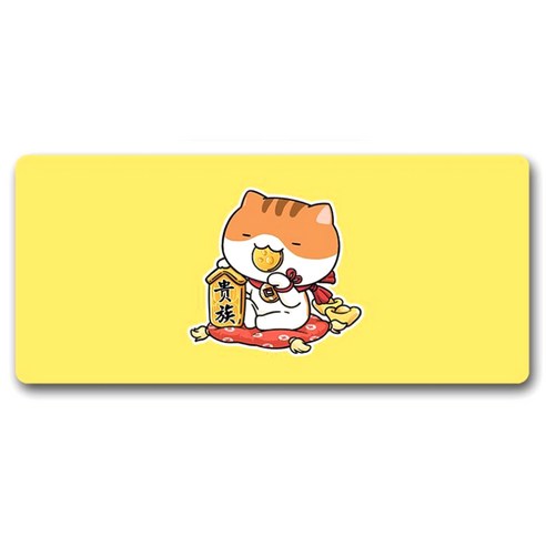 알럽컴 럭키 큐티 고양이 마우스 장패드 300 x 800 x 3 mm, 옐로우코인캣, 1개