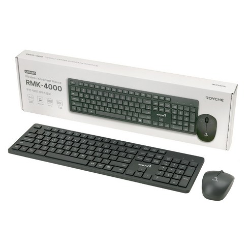 로이체 풀배열 저소음 인체공학 무선 키보드 마우스 세트, 일반형, RMK-4000, 크림 화이트