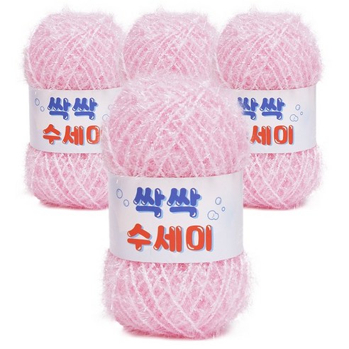 쎄비 싹싹수세미 뜨개실 80g 4p, 301 베이비핑크