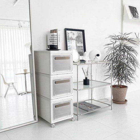 수납장 블록식 스태커블 공간 서랍장 3단 + 바퀴, 혼합색상 Best Top3