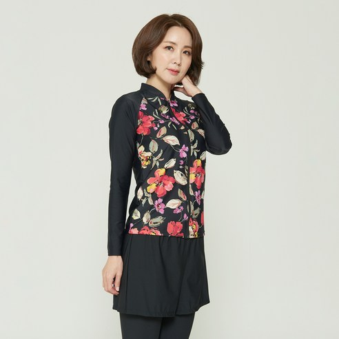 일리카이 여성용 베르사유 래쉬가드 긴팔 상의 + 레이어드 워터 레깅스 세트