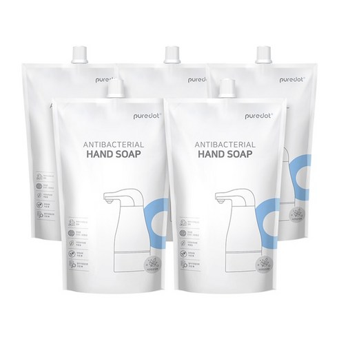 퓨어닷 유아 핸드워시, 무향, 5개, 500ml