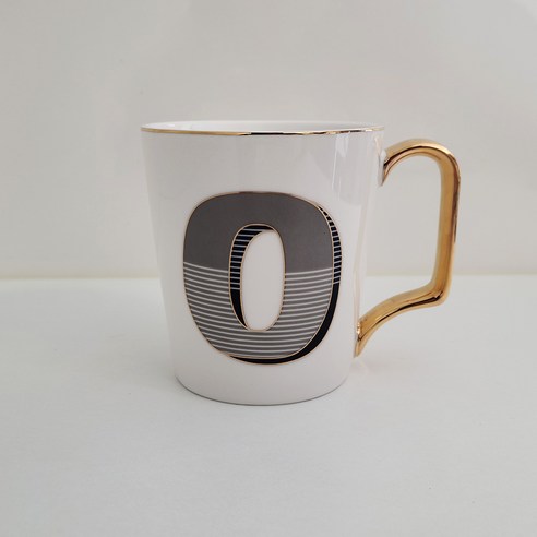 위플립 골드 이니셜 알파벳 머그컵 350ml, O, 1개