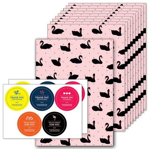 앤캐비넷 선물봉투 10p + 스티커 2p 세트, 블랙스완, 1세트