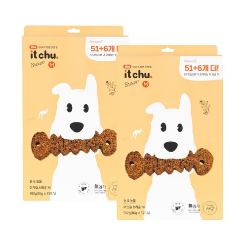 핏펫 더 잇츄 브라운 M 덴탈껌 57p, 2개, 캥거루 + 결명자 혼합맛