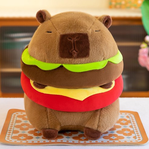 아트조이 카피바라 햄버거 인형 쿠션, 혼합색상, 1개, 36cm