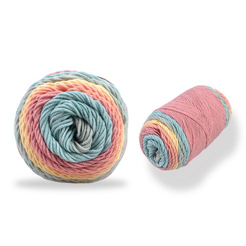 미소털실 레인보우 케이크 뜨개실 볼 100g x 2p, 31 옐로우연핑크믹스, 193m