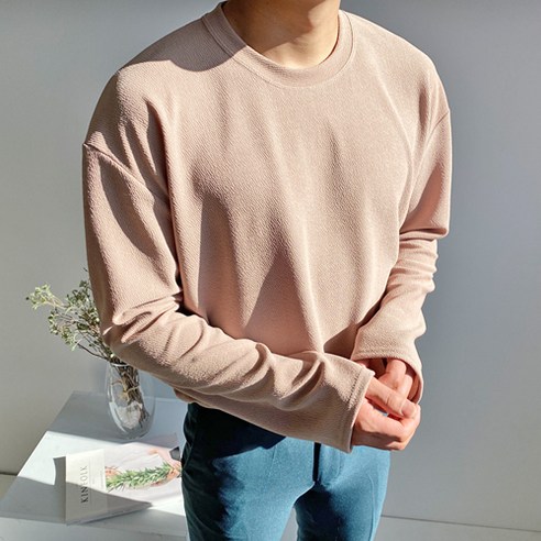 머시따 남성용 오버핏 컬러 긴소매 티셔츠