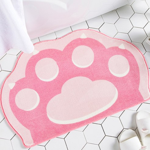 알럽홈 컬러풀 큐트 고양이 발바닥 발매트 TYPE1, 핑크